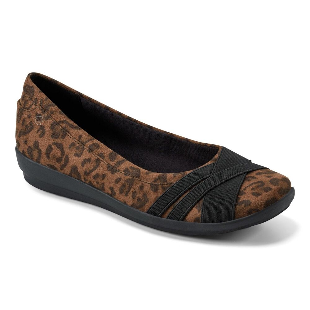 Easy Spirit Acasia Flats Women US 7M Brown Black Leopard Print Round Toe Slip On